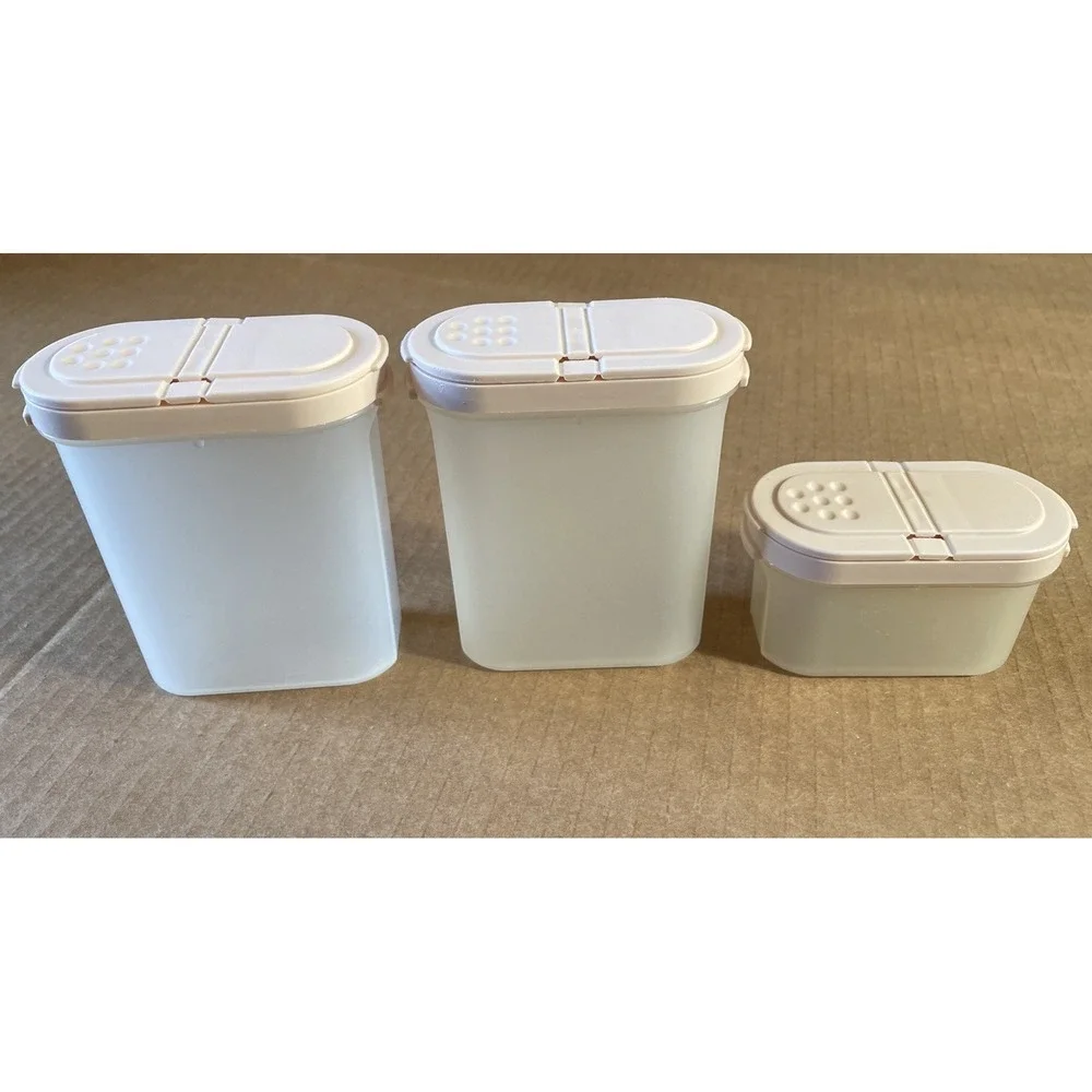 3 Tupperware 1846/43 Modular‎ Mates Spice Shaker Container 2 Big And 1 Small tan